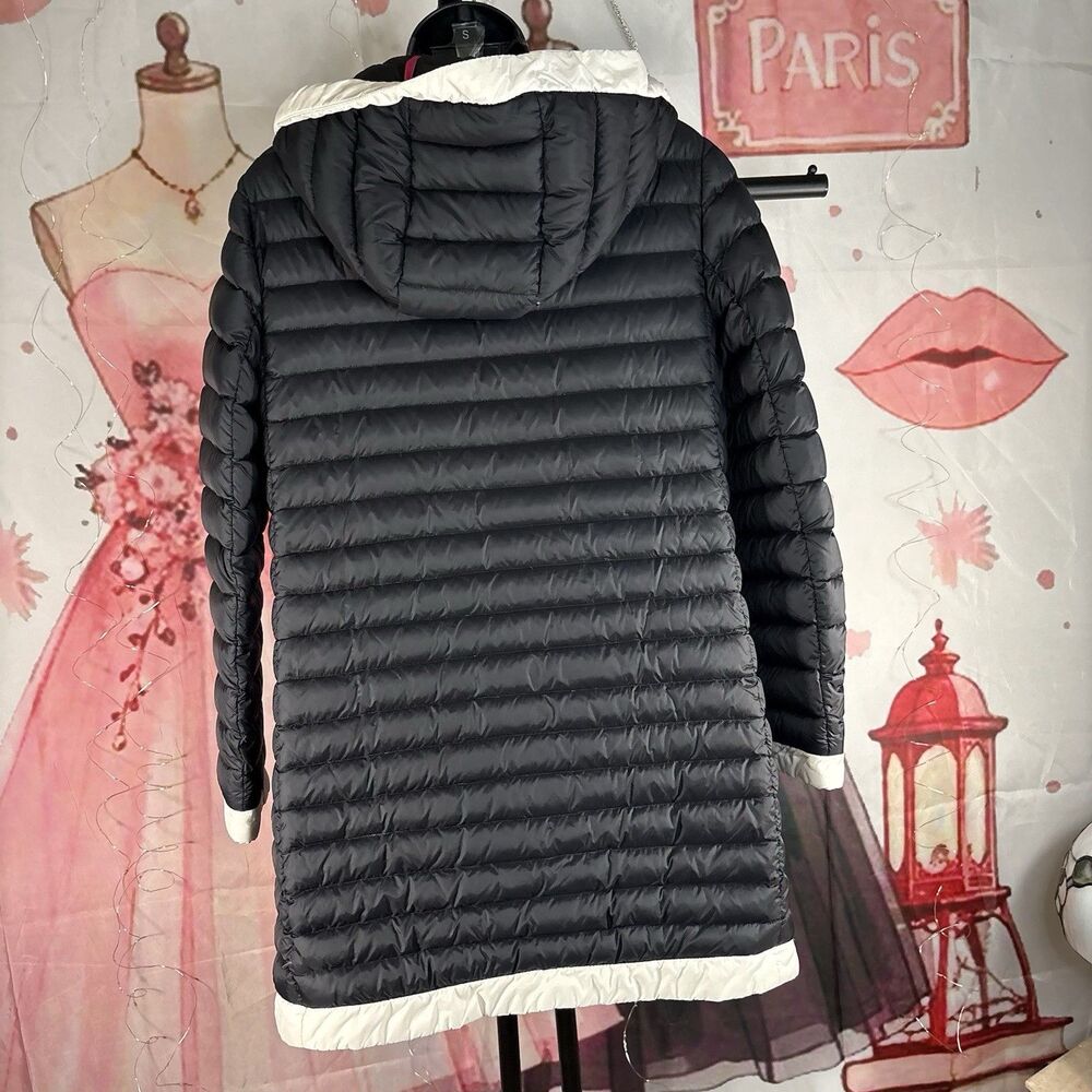 Kate Spade New York Quilted Puffer Jacket Ivory Black Trim Pearl Buttons XSMALL - Picture 13 of 14
